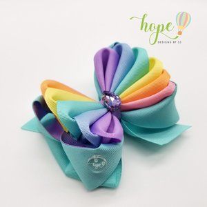 Unicorn Hair Bow for Girls with an Elegant Rhinestone. Delicate and colorful.